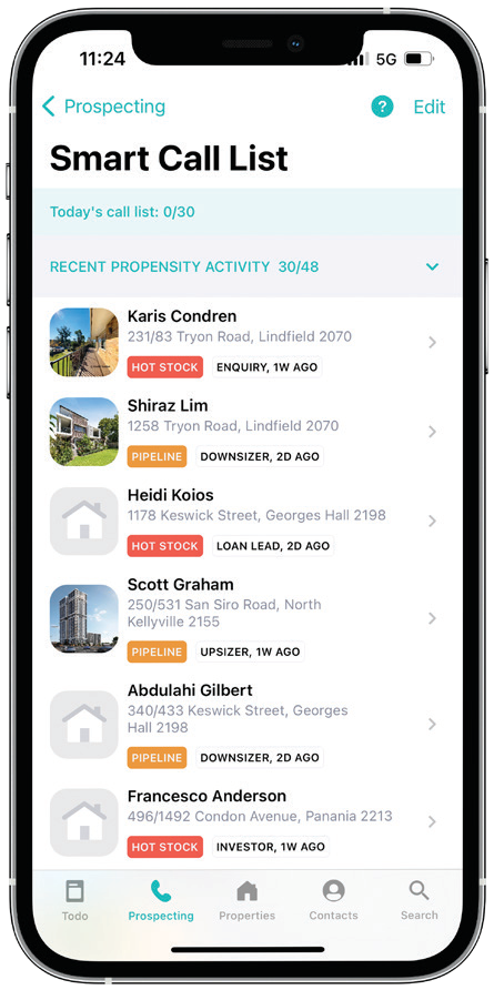 The Smart Call List on a phone